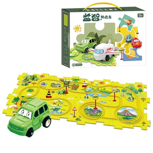 Interaktives Rennstrecken-Puzzle, Puzzle Racer Kinder-Autostrecken-Set - Interaktiver Eisenbahnwagen-Bausatz für Kinder,Lernspielzeug für Vorschulkinder in leuchtenden Farben für Feste, von Bexdug