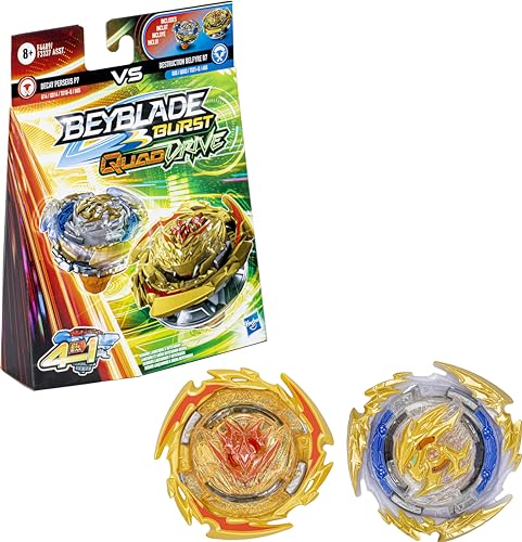 Beyblade Burst QuadDrive Destruction Belfyre B7 and Decay Perseus P7 Spinning Top Dual Pack – 2 Kampfspiel Spielzeug für Kinder ab 8 Jahren, F4489 von Bey Blade