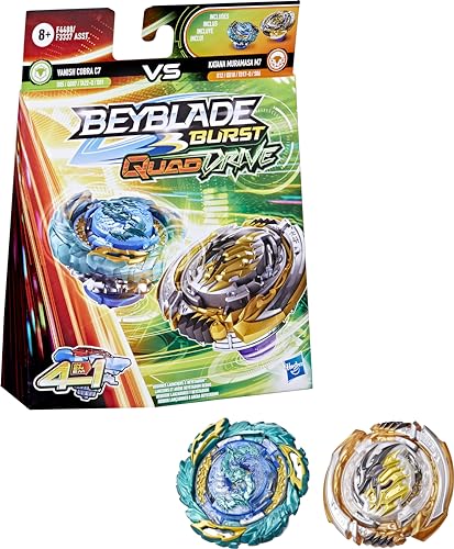 BEYBLADE Hasbro Burst QuadDrive Katana Muramasa M7 und Vanish Cobra C7 Kreisel Doppelpack – 2 Kampfspiel-Top-Spielzeug für Kinder ab 8 Jahren von BEYBLADE