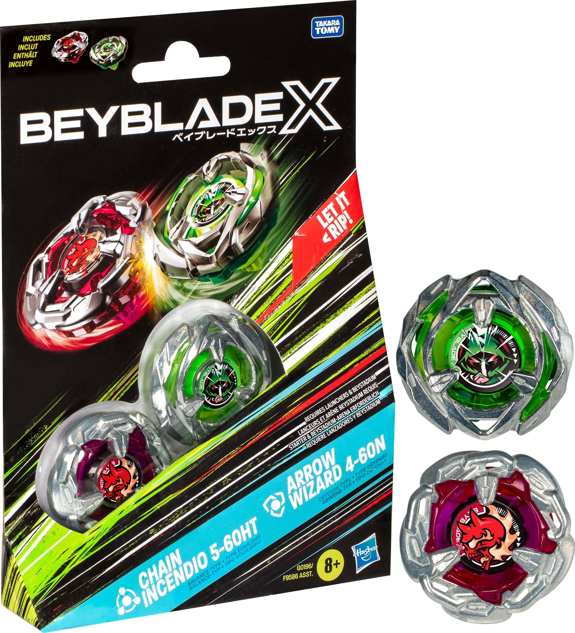 Beyblade X Chain Incendio 5-60HT &  Arrow Wizard 4-60N Spinner 2er-Pack von Beyblade