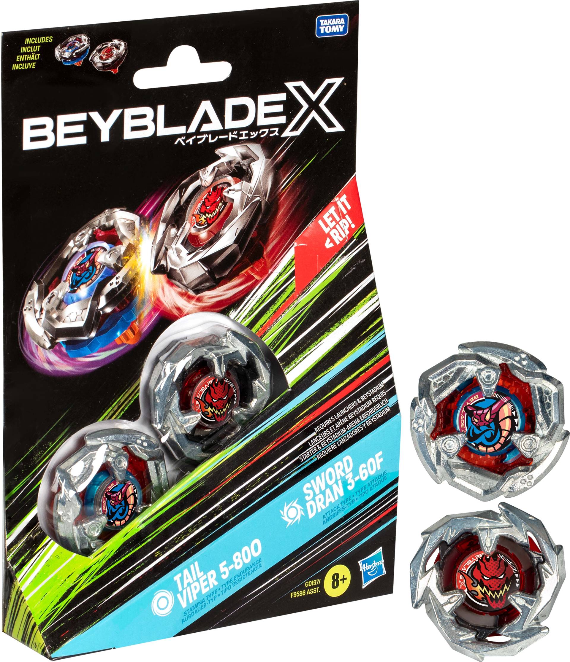 Beyblade X Tail Viper 5-80O &  Sword Dran 3-60F Spinner 2er-Pack von Beyblade