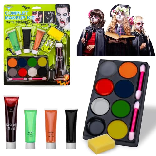 Schminke Halloween Make Up Set für Kinder Erwachsene schminke Set Truuco Gesichts-Malerei Vampir Zombie Make-up theaterschminke von Beyiudefu