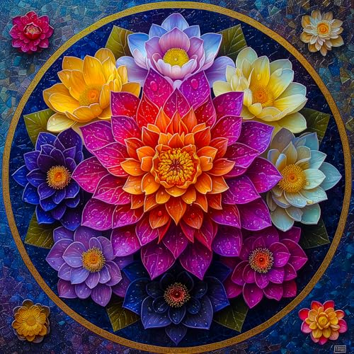 Bgraamiens Mandala Puzzle - 1000 Teile Schöne Blumen Wassertropfen Kunst Puzzle für Erwachsene von Bgraamiens