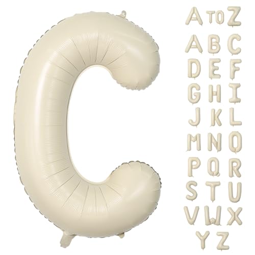 Biapian Buchstaben Ballons XXL, 40 Zoll Große Buchstabe C Folienballon, 101.6CM Beige Buchstaben Luftballon Aluminiumfolie Helium Ballons für Geburtstag Babyparty Hochzeit Jubiläum Dekoration(Creme C) von Biapian