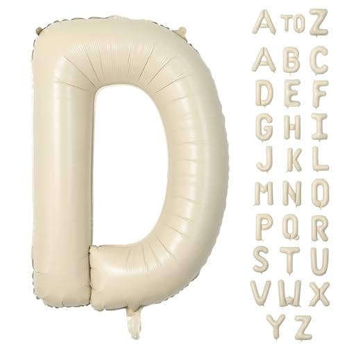 Biapian Buchstaben Ballons XXL, 40 Zoll Große Buchstabe D Folienballon, 101.6CM Beige Buchstaben Luftballon Aluminiumfolie Helium Ballons für Geburtstag Babyparty Hochzeit Jubiläum Dekoration(Creme D) von Biapian