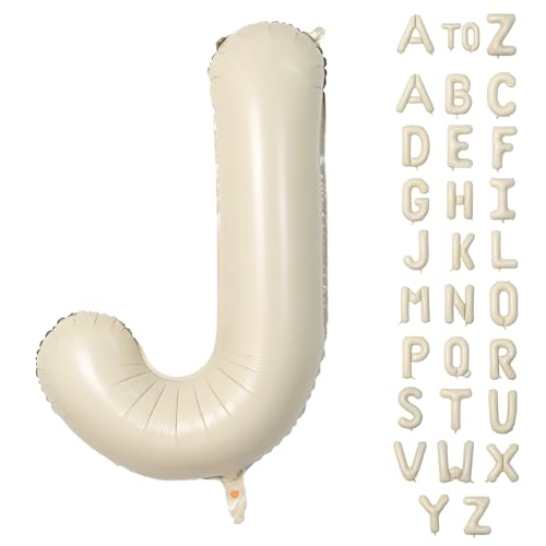 Biapian Buchstaben Ballons XXL, 40 Zoll Große Buchstabe J Folienballon, 101.6CM Beige Buchstaben Luftballon Aluminiumfolie Helium Ballons für Geburtstag Babyparty Hochzeit Jubiläum Dekoration(Creme J) von Biapian