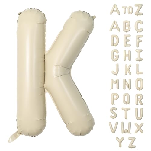 Biapian Buchstaben Ballons XXL, 40 Zoll Große Buchstabe K Folienballon, 101.6CM Beige Buchstaben Luftballon Aluminiumfolie Helium Ballons für Geburtstag Babyparty Hochzeit Jubiläum Dekoration(Creme K) von Biapian