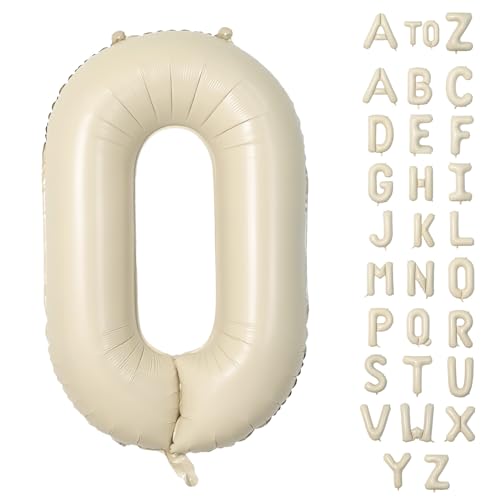 Biapian Buchstaben Ballons XXL, 40 Zoll Große Buchstabe O Folienballon, 101.6CM Beige Buchstaben Luftballon Aluminiumfolie Helium Ballons für Geburtstag Babyparty Hochzeit Jubiläum Dekoration(Creme O) von Biapian