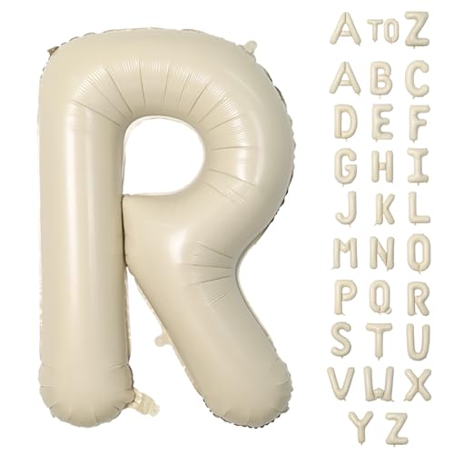 Biapian Buchstaben Ballons XXL, 40 Zoll Große Buchstabe R Folienballon, 101.6CM Beige Buchstaben Luftballon Aluminiumfolie Helium Ballons für Geburtstag Babyparty Hochzeit Jubiläum Dekoration(Creme R) von Biapian