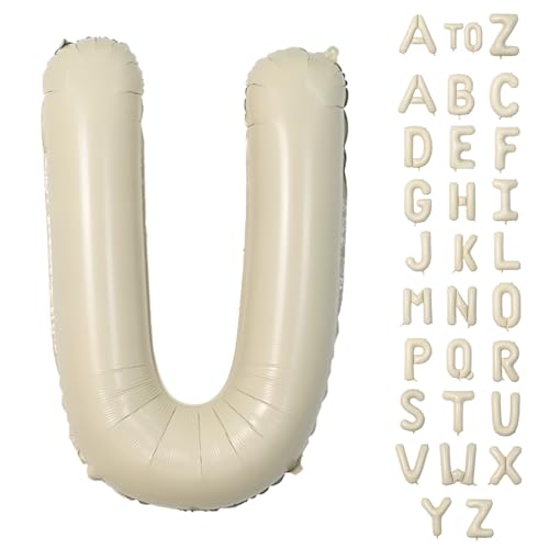 Biapian Buchstaben Ballons XXL, 40 Zoll Große Buchstabe U Folienballon, 101.6CM Beige Buchstaben Luftballon Aluminiumfolie Helium Ballons für Geburtstag Babyparty Hochzeit Jubiläum Dekoration(Creme U) von Biapian