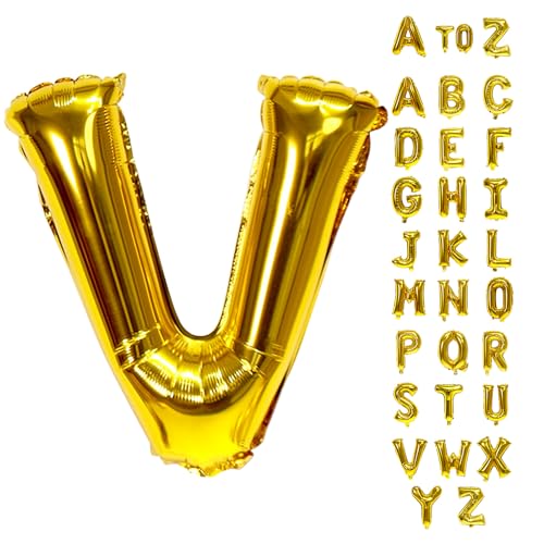 Biapian Buchstaben Ballons XXL, 40 Zoll Große Buchstabe V Folienballon, 101.6CM Gold Buchstaben Luftballon Aluminiumfolie Helium Ballons für Geburtstag Babyparty Hochzeit Jubiläum Dekoration (Gold V) von Biapian