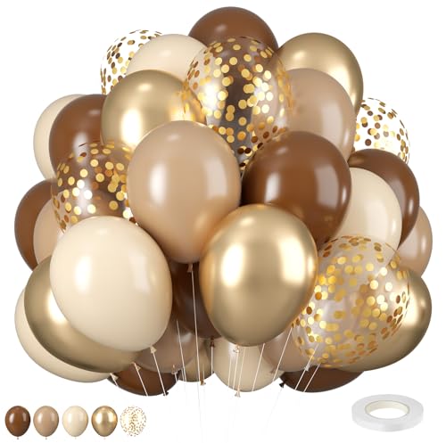 Braune Luftballons, 12 Zoll Braune goldene großer Retro Ballon in Brauncreme Sand Gold Braun Beige Aprikose neutrale Gold Luftballons für Geburtstags Babyparty Dschungel Hochzeits dekorationen von Biapian