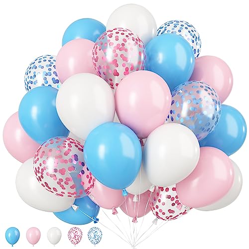 Luftballons Rosa Blau, 50 Stück Rosa und Blau Luftballons Geburtstag, Gender Reveal balloon Macaron Blau rosa Ballons Konfetti Ballons für Geburtstag Dekorationen Hochzeit Babyparty Party Deko von Biapian