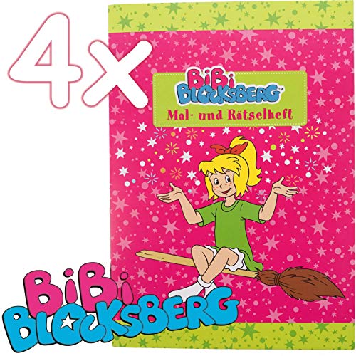 Bibis Malbücher: 4 Mal- und Rätselhefte * BIBI BLOCKSBERG * mit 12 Seiten in DIN A6 | perfekt als Mitgebsel oder Geschenk | Malbuch Malen Malblock Kinder Hexe Mädchen von Bibis Malbücher: