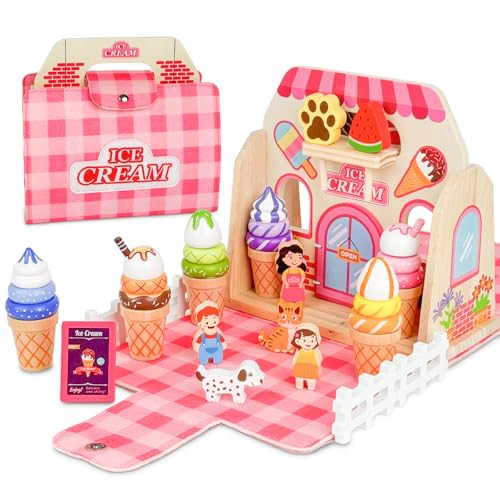 Bibykivn Eisdiele Kinder Holz, 39 Stück Kinderküche Zubehör, Montessori Spielzeug, Eisladen Kinder Rollenspiele Geschenk, Kaufmannsladen Zubehör für 3 4 Jahre Mädchen Junge Bibykivn Eisdiele Kinder Holz, 39 Stück Kinderküche Zubehör, Montessori Spielzeug, Eisladen Kinder Rollenspiele Geschenk, Kaufmannsladen Zubehör für 3 4 Jahre Mädchen Junge von Bibykivn
