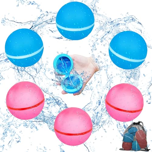 Wiederverwendbare Wasserbomben Magnet, 6 Stück Wasserballons mit 1 Mesh Bag, Sommerspaß Wasserspielzeug für Kinder Party Wasserschlacht Spielzeug von Bibykivn