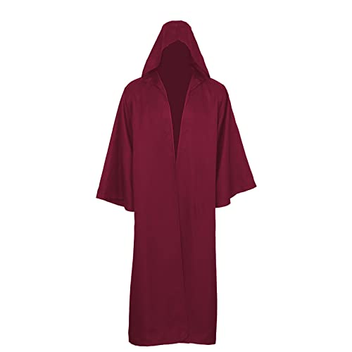 Bichingda Bichingda Erwachsener Umhang für Jedi Robe Kapuzenumhang Halloween Weihnachtsfeier Cosplay Kostüm Vampirumhang Tunika Kapuzenuniform Rot von Bichingda