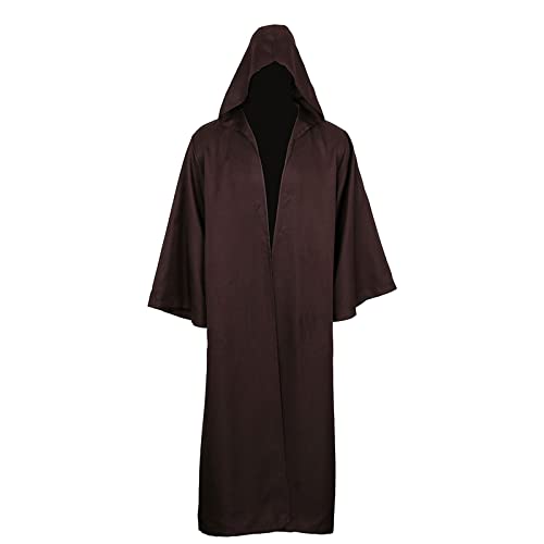 Bichingda Jedi-Umhang mit Kapuze für Erwachsene, für Halloween und Weihnachten, Party, Cosplay, Kostüm, Vampir-Tunika, Uniform, Braun, L von Bichingda