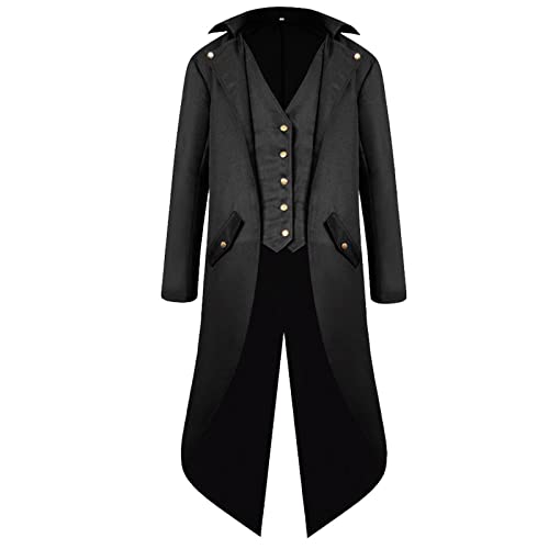 Bichingda Herren Steampunk Vintage Gothic Mittelalter Frack Jacke Viktorianischer Mantel Uniform Halloween Kostüm von Bichingda