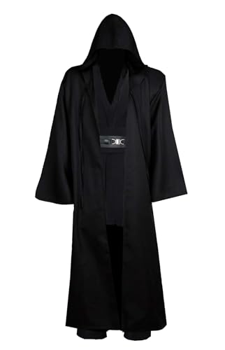 Bichingda Kostüm für Erwachsene, Tunika-Kostüm, Ritterumhang, braun, Jedi-Kapuzenmantel, Weste, Hemd, Hose, Anzug, Outfits für Halloween von Bichingda