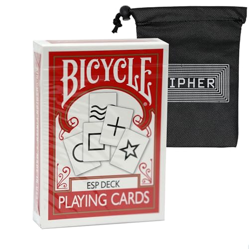 Bicycle Rider Back ESP Deck – 55 Karten – Magic ESP Spielkarten – inklusive Chiffren-Spielkartentasche von Bicycle and Cipher Playing Cards