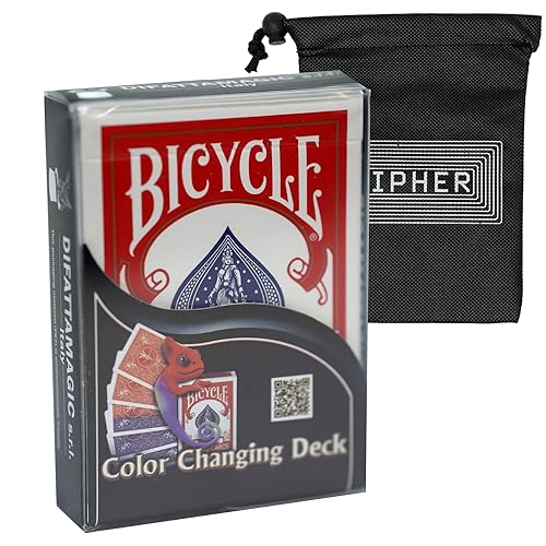 Fahrrad-Farbwechsel-Deck – erstaunlicher Zaubertrick für Anfänger – inklusive Chiffren-Spielkartentasche von Bicycle and Cipher Playing Cards