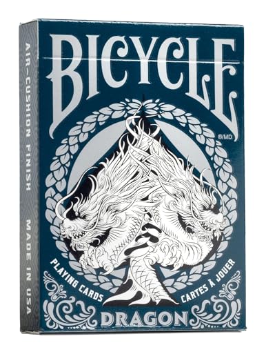 Bicycle 22580013 Dragon Creatives Hochwertiges Kartenspiel Spielkarten für Design-Fans/Kartendeck Reich der Fantasie, handgezeichnet/Geschenkidee, ab 10 Jahren , Blau und Silber, One Size von Bicycle