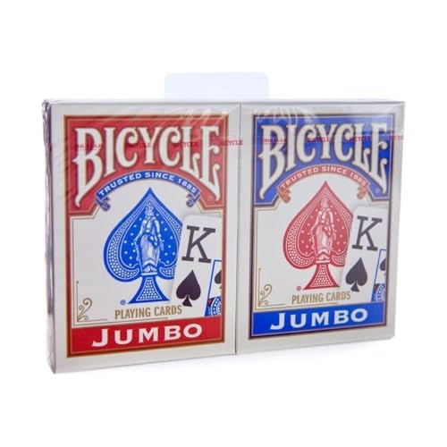 Bicycle Jumbo Index Rider Back Playing Cards, Red and Blue, 2 Count von Bicycle