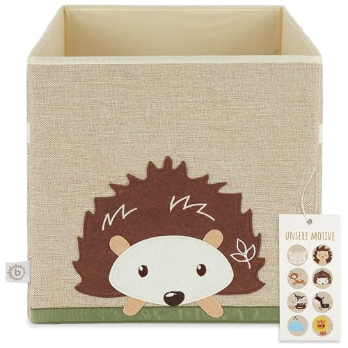 Bieco Aufbewahrungsbox Baby Igel | Aufbewahrungskorb Kinder | Aufbewahrungsbox Kinder 33x33x33 wie Kallax Kiste | Aufbewahrungsbox Kinderzimmer Wald Kinderzimmer Aufbewahrungskorb Beige Spielkorb Baby von Bieco