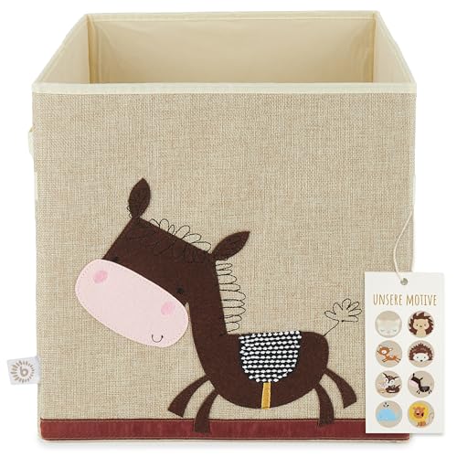 Bieco Aufbewahrungsbox Kinder - Süße Esel Spielzeugkiste faltbar - 33x33x33 cm - ideal für Kallax Regal - Boxen Aufbewahrung Kinderzimmer - Kuscheltier Zoo Aufbewahrung Aufbewahrungsbox für Kinder von Bieco