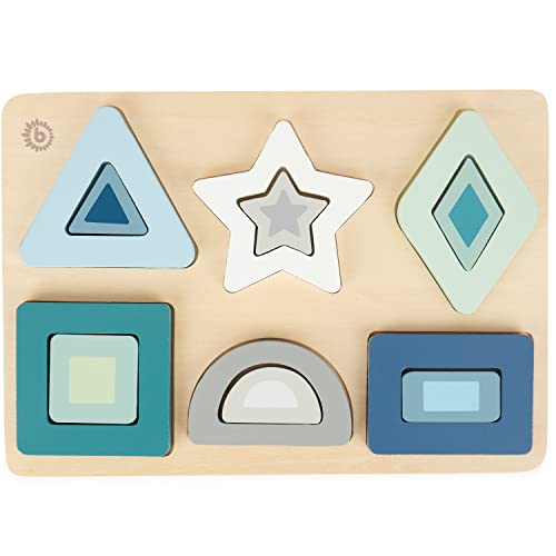 Bieco Holzspielzeug Baby - geometrisches Puzzle Steckspiel ab 1 Jahr - Pastell - Formen Puzzle Baby - Steckpuzzle Holz - Bauklötze - Holzpuzzle Formen und Farben Steckspiel Holz Formen Steckspiel von Bieco