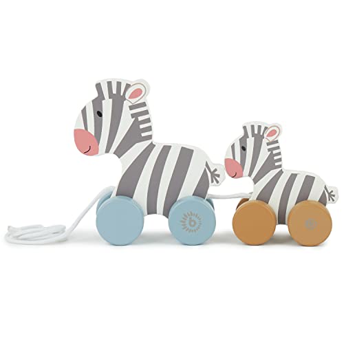 Bieco Holzspielzeug Baby Zebra - Hinterherzieh Tier zum Hinterherziehen - Holzspielzeug Baby ab 1 Jahr - Nachziehtier Holz Hinterherzieh Spielzeug ab 1 Jahr Spielzeug für 1 Jährige Nachzieh Spielzeug von Bieco