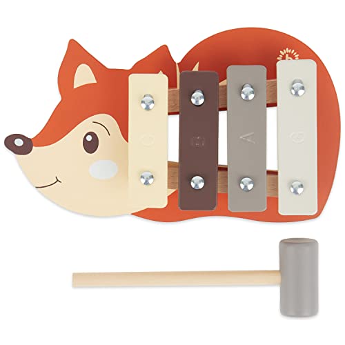 Bieco Mini Xylophon Baby Fuchs Kinder - Baby Spielzeug Fuchs Baby Xylophon - Glockenspiel für Kinder ab 1 Jahr - Baby Spielzeug Waldtiere - Xylophon Holz - Glockenspiel Holz - Xylophon Baby 1 Jahr von Bieco