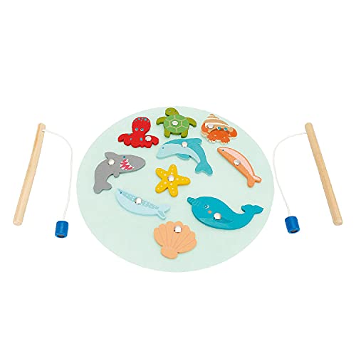 Bieco Magnetspiel Angel Spiel Kinder - Fische angeln - Montessori Angelspiel Kleinkind - Holz Angelspiel - Magnetangel Kinder Angel Spielzeug - Fische mit Magnet Spielzeug Angel magnetisch Fisch Spiel von Bieco