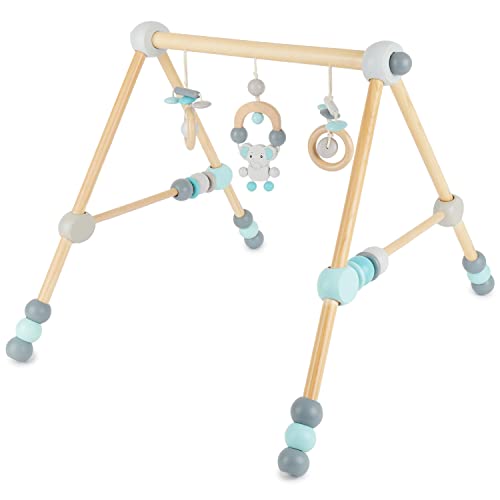 Bieco Spielbogen Baby Holz Höhenverstellbar | Baby Gym | Spieltrapez Trapez Holzspieltrapez Spielebogen Babies Wickeltisch Babys -figuren von Bieco