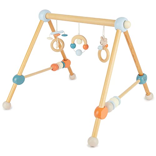 Bieco Spieltrapez | Spielbogen für Babys -Figuren, Rasseln, Kugeln | Spielebogen Holz Baby | Spieltrapez Holz | Baby Mobile Holz | Activity Center Baby Gym | Holzspielzeug Baby | Baby Spielzeug von Bieco