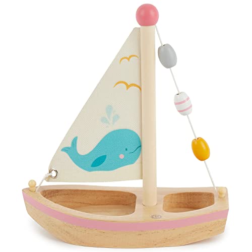 Bieco Spielzeug Segelboot für Kinder - Boot Holz Schiff Spielzeug - Boot für Kleinkinder - Boot Kinderspielzeug Wasser - Segelboot Spielzeug Boot Wasser - Holzboot Kinder - Segelboot Deko Sandkasten von Bieco