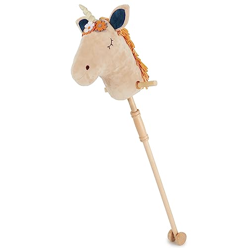 Bieco Steckenpferd Kinder Einhorn Magic | Hobby Horse | Rollen | Holz Stab | Stock Pferde Schöne für Stockpferd Kleinkind Zubehör von Bieco