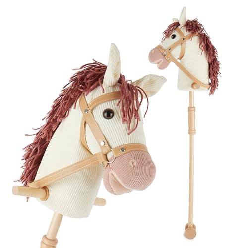 Bieco Steckenpferd Ginger | Hobby Horse | Rollen | Holz Stab | Stock Pferde Schöne für Kinder Stockpferd Kleinkind Zubehör Bibi und Tina von Bieco