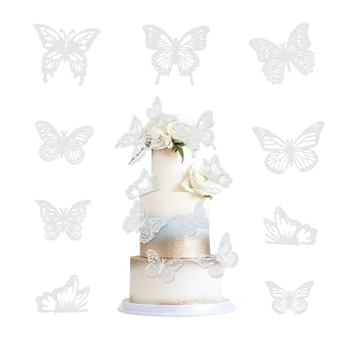 Bieiyhe 36 Stück 3D Schmetterling Cupcake Topper Hochzeit Kuchen Deko Schmetterlinge Deko Torte Hohle Tortendeko Geburtstag Mädchen Happy Birthday Kuchendeko Cake Dekoration für Party -Weiß von Bieiyhe