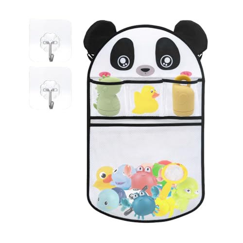 Bieiyhe Badewannenspielzeug Aufbewahrung,Badespielzeug Aufbewahrung,Badespielzeug Netz,Badewannen Organizer,Badespielzeug Netztasche,Bad Spielzeug Organizer Mit 2 Haken, Bath Toy Organizer-Panda von Bieiyhe