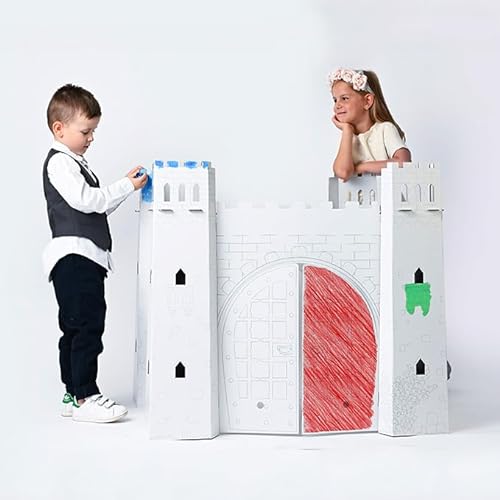Märchenschloss aus Karton zum Ausmalen Spiel Labor Methode Montessori 100% umweltfreundlich und recycelbar GreenCity Papierdorf bauen und färben Rollenspiel und Emulation für Kinder von Biemme