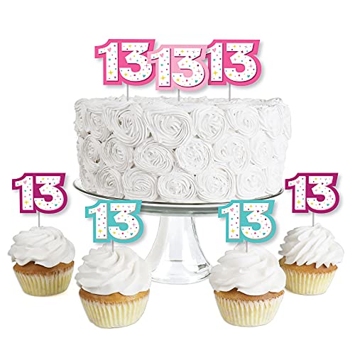 Big Dot of Happiness Cupcake-Topper für Mädchen zum 13. Geburtstag, offizielle Teenager-Geburtstagsparty, transparent, 24 Stück von Big Dot of Happiness