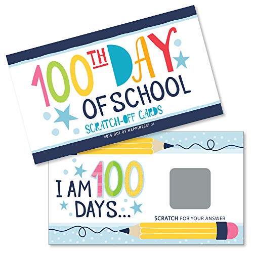 Big Dot of Happiness Happy 100th Day of School – 100 Tage Partyspiel Rubbelkarten – 22 Stück von Big Dot of Happiness