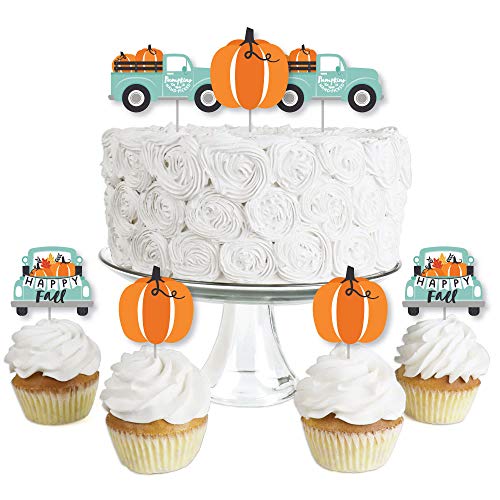 Big Dot of Happiness Happy Fall Truck – Dessert-Cupcake-Topper – Ernte-Kürbis-Party, klare Leckerli-Picker – Set mit 24 Stück von Big Dot of Happiness