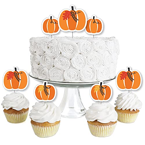 Big Dot of Happiness Herbst-Kürbis – Dessert-Cupcake-Topper – Halloween oder Thanksgiving Party klare Leckerli-Picker – Set mit 24 Stück von Big Dot of Happiness