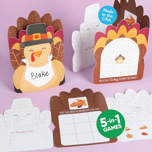 Big Dot of Happiness Thanksgiving-Truthahn-Aktivitätsbücher, Thanksgiving-Spiele für Kinder, Aktivitäts-Malbuch, Wortsuche, Truthahn-Labyrinth, 5-in-1-Thanksgiving-Spielpaket, 10er-Set von Big Dot of Happiness