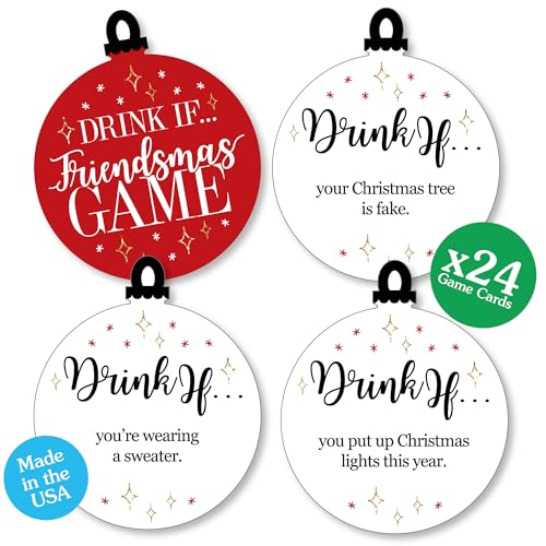 Drink If Game – Red and Gold Friendsmas – Freunde Weihnachten Party Spiel – 24 Stück von Big Dot of Happiness