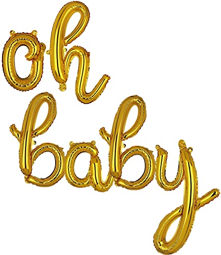 16 Zoll Gold Ballon for Oh Baby Folie Buchstaben Luftballon Kursiv Mylar Alphabet Banner Helium Folienballon Babyparty Jubiläum Hochzeit Geburtstag Party Deko Lieferungen klein von Big Eye Owl