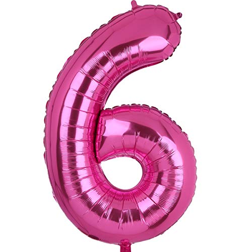 XXL Groß Rosa Zahl 6 Folienballon Luftballon Folien Mylar Riese MäDchen Helium Ballon Geburtstag Party Deko Lieferungen Baby 100 CM von Big Eye Owl